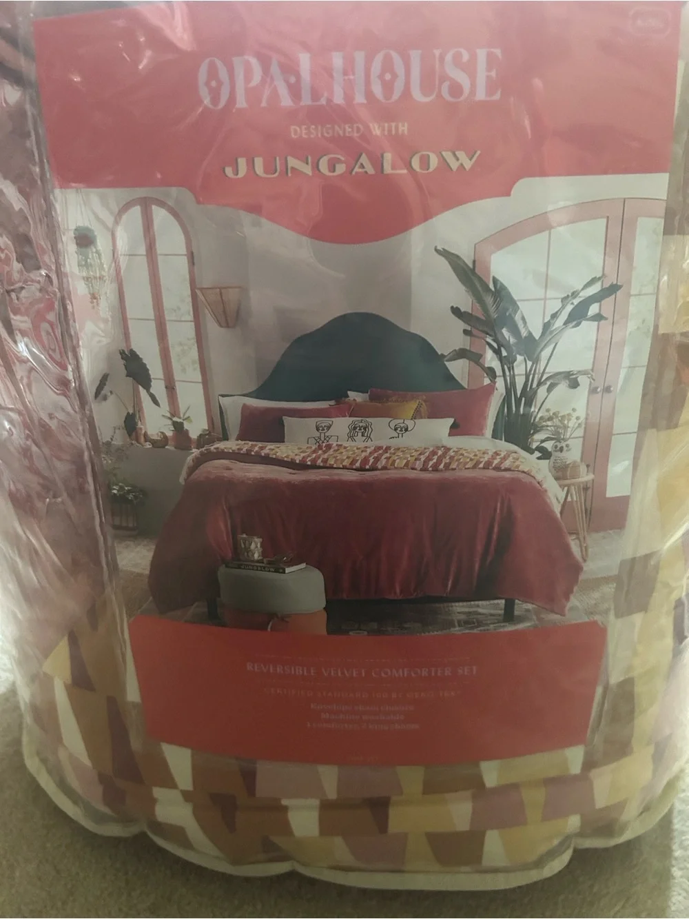 Opalhouse Jungalow King Velvet Comforter Set, Berry